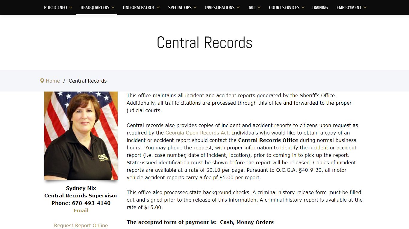 Central Records – Cherokee Sheriffs Office - cherokeega-sheriff.org